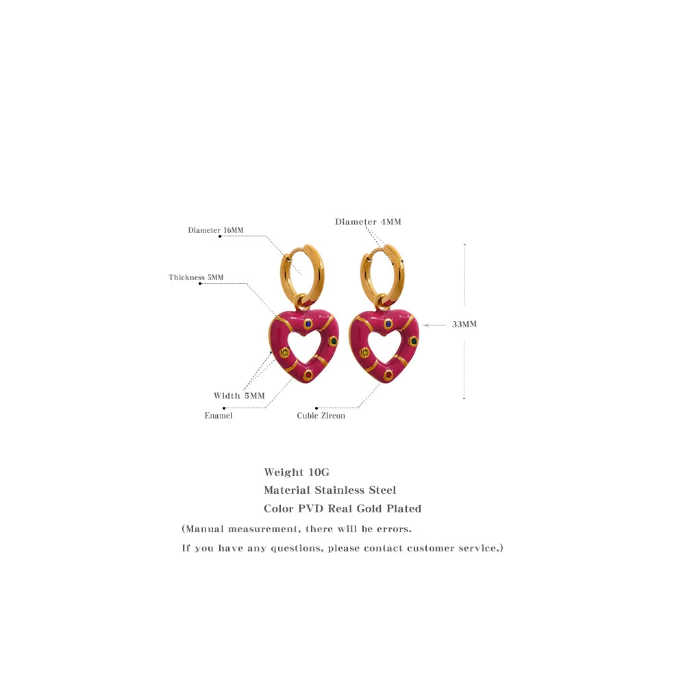 Heart Drop Hoop Earrings - Zircon Charm Jewelry
