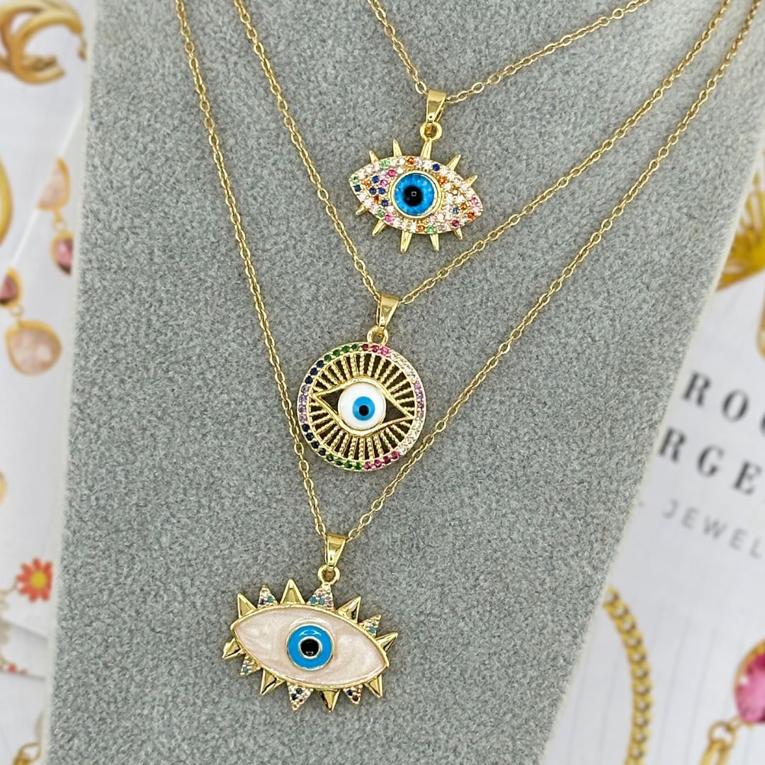 Cubic zirconia Evil Eye necklace