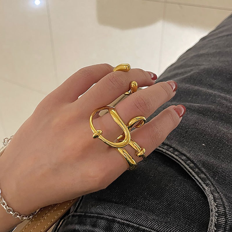 Exaggerated Distorted Lines Geometric Rings LuckyEyeU | Modern & Spiritual Jewelry & Accessories
