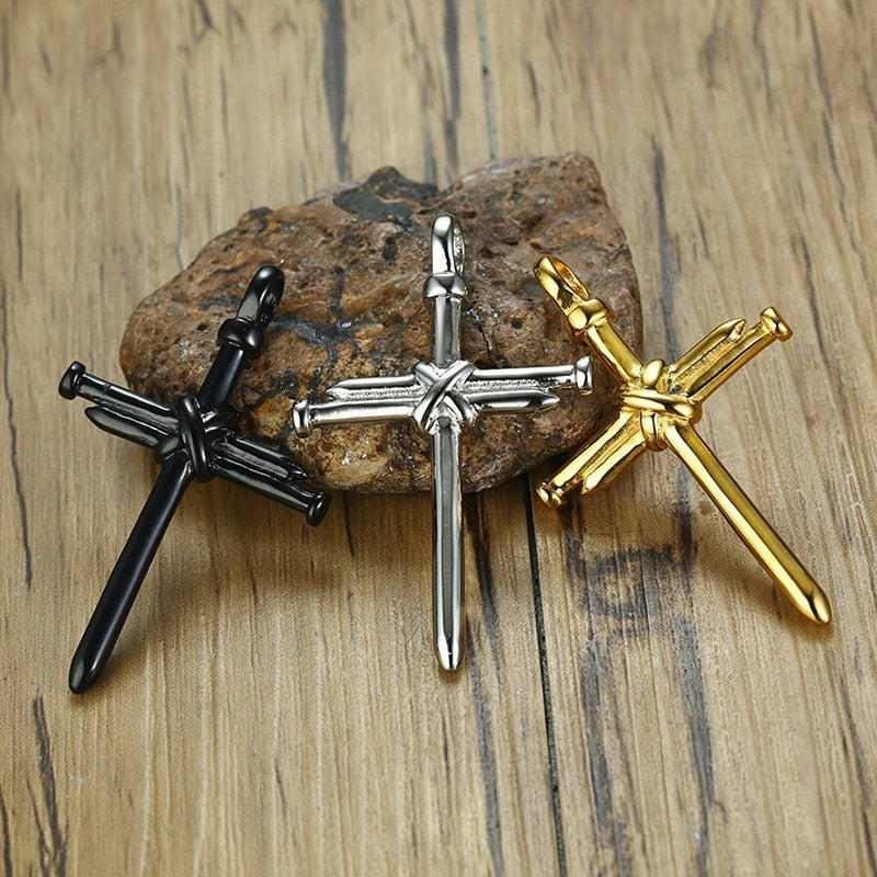 Stylish Nail Cross Pendant Necklace