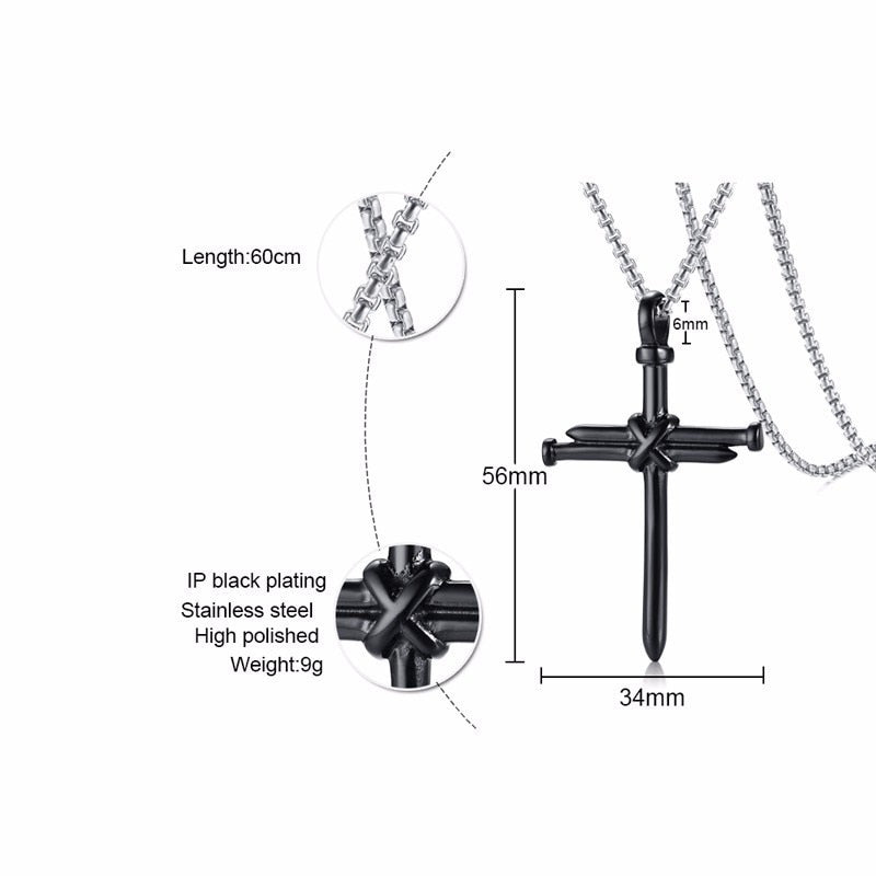 Stylish Nail Cross Pendant Necklace