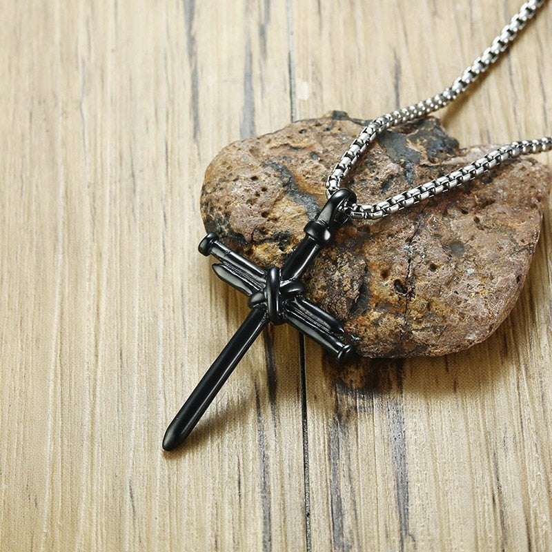 Stylish Nail Cross Pendant Necklace