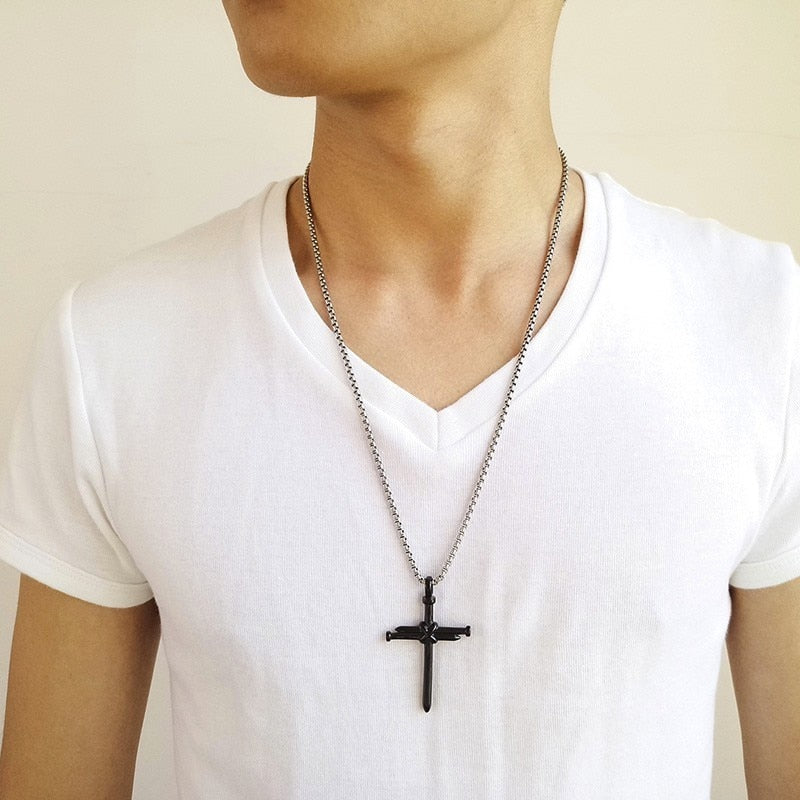 Stylish Nail Cross Pendant Necklace