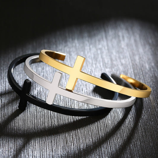 Unisex Religious Faith Jewelry Cross Bangle
