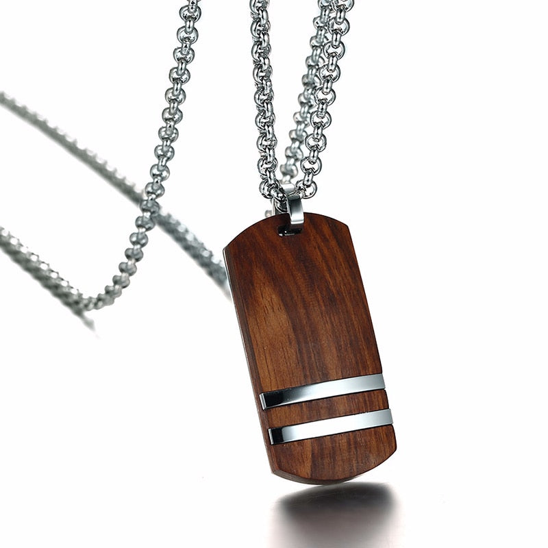 Vintage Rosewood Men Pendant Cross Necklace