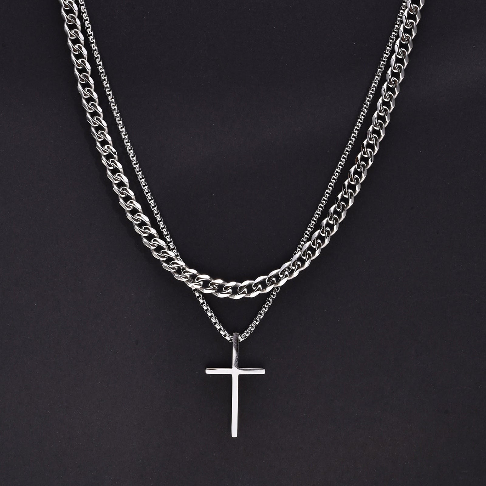 Simple Cross Layeredn Necklace
