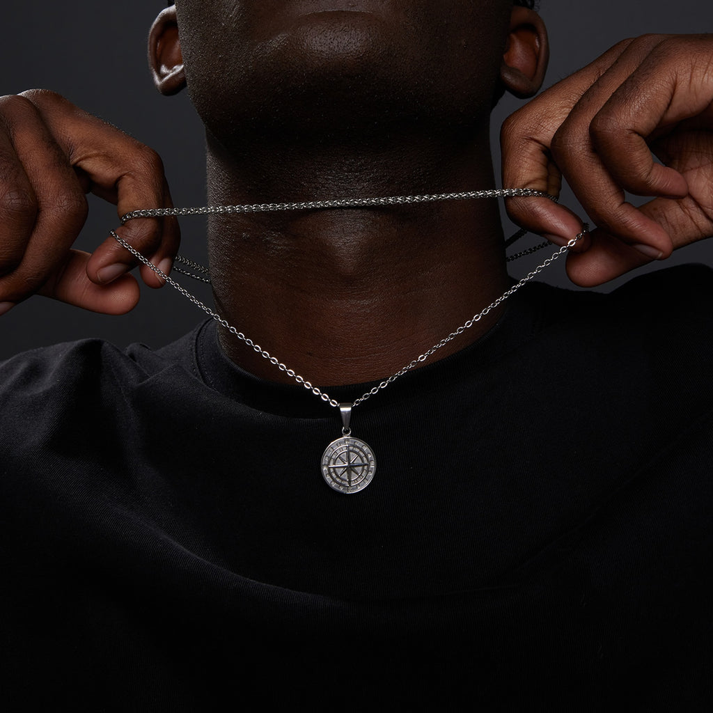 Layered Sailing Travel Compass Pendant Necklaces