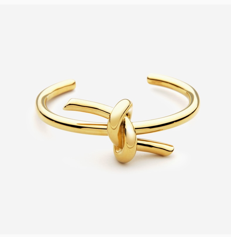 Knotted Rope Cuff Bangle Gold Bracelet