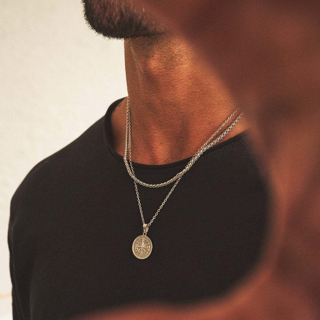 Layered Sailing Travel Compass Pendant Necklaces