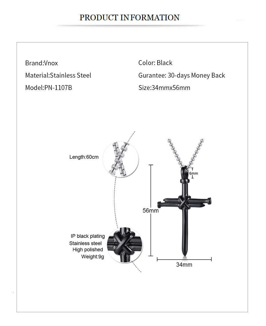 Stylish Nail Cross Pendant Necklace