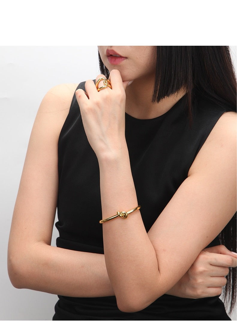 Elegant Knot Copper Bracelet Open Bangle LuckyEyeU | Modern & Spiritual Jewelry & Accessories