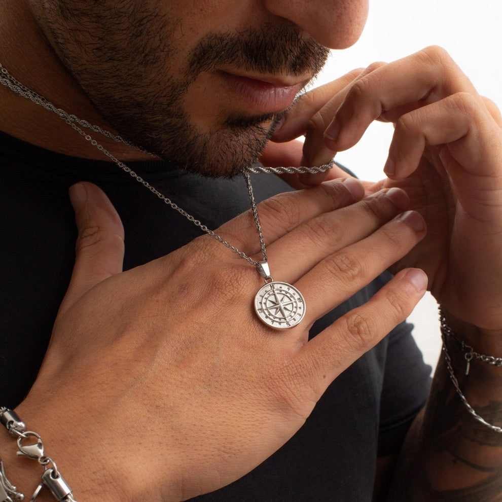 Layered Sailing Travel Compass Pendant Necklaces
