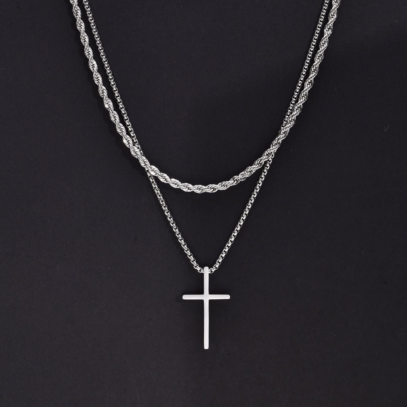 Simple Cross Layeredn Necklace