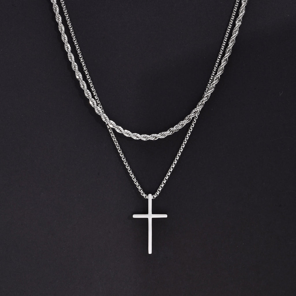 Simple Cross Layeredn Necklace