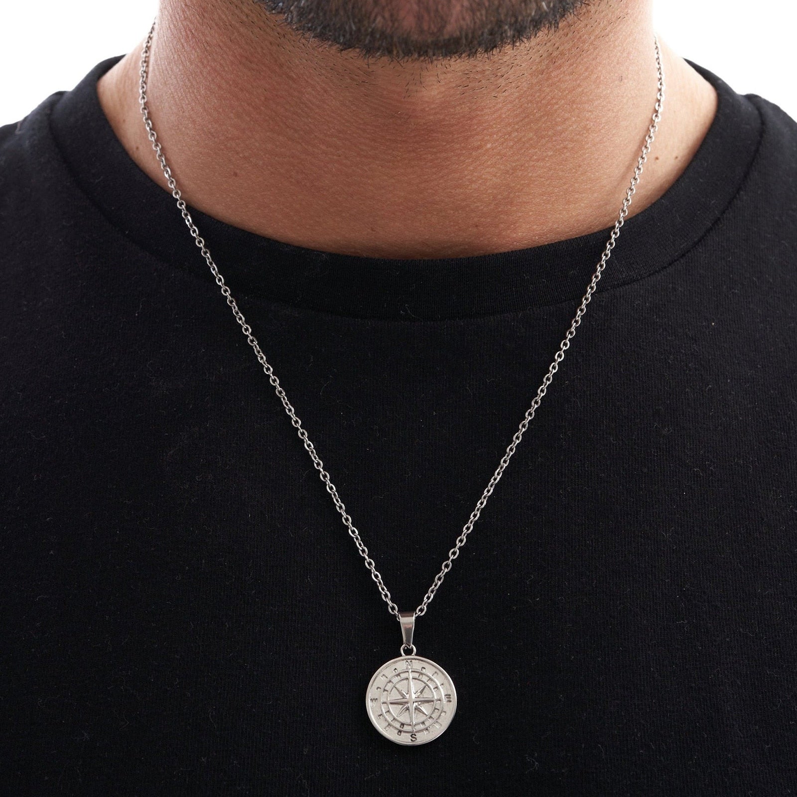 Layered Sailing Travel Compass Pendant Necklaces