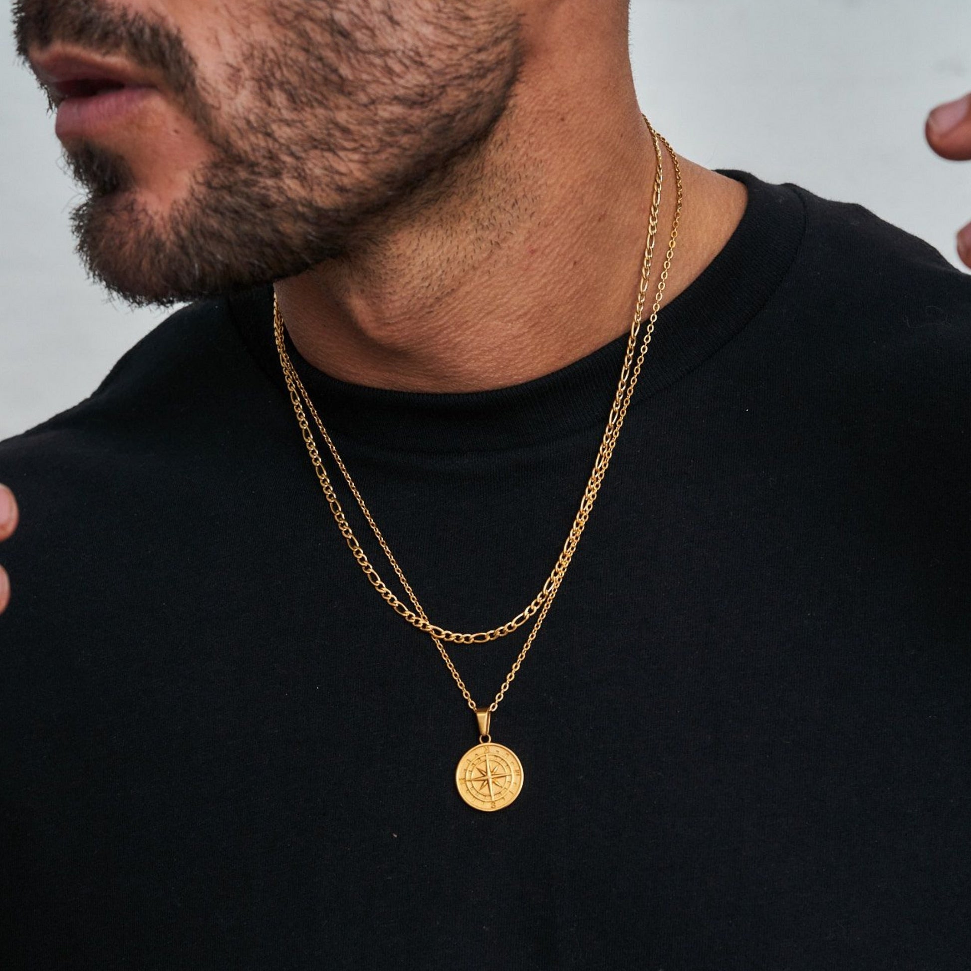 Layered Sailing Travel Compass Pendant Necklaces