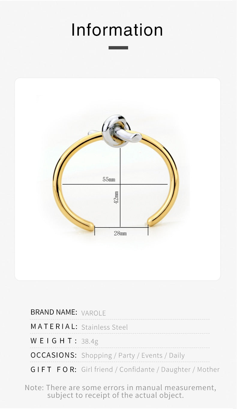 Knotted Rope Cuff Bangle Gold Bracelet